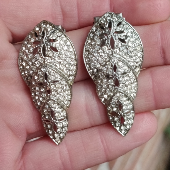 Antique Art Deco Pot Metal Paste Dress Clip Pair - Picture 3 of 7